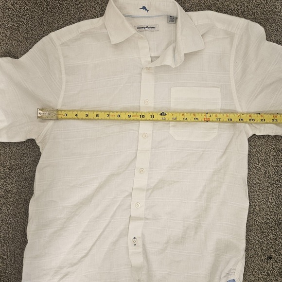 Tommy‎ Bahama Shirt Mens Medium White Button Up Short Sleeve Linen Blend Casual - Picture 3 of 6
